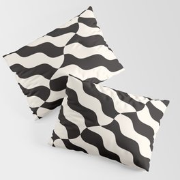 Retro Abstract Liquid Swirl Pattern in Black & White Pillow Sham