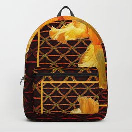 COFFEE BROWN ART PATTERN GOLDEN BEARDED IRIS Backpack