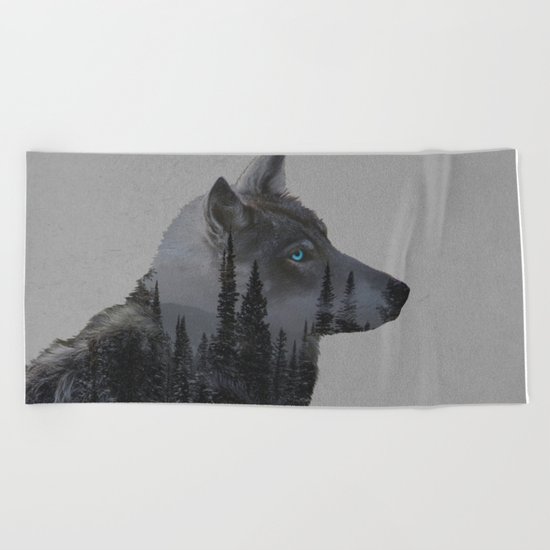 Winter Wolf Beach Towel
