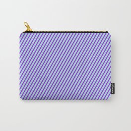 [ Thumbnail: Powder Blue & Purple Colored Stripes Pattern Carry-All Pouch ]