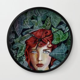 Pamela Isley Wall Clock | Other, Redhaired, Watercolor, Illustration, Pamela, Leafs, Isley, Woman, Poisonivy, Painting 