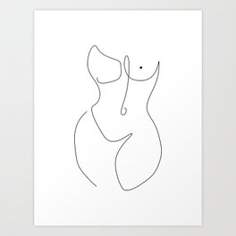 Fine Curve Line / Naked woman's body drawing Art Print
