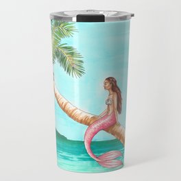 Mermaid on a Palm Tree Travel Mug