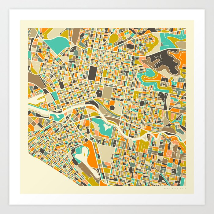 Rainbow Print Victoria City Map Premium Art Print Melbourne City Map