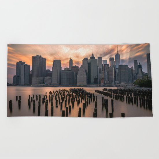 New york city long exposure Beach Towel