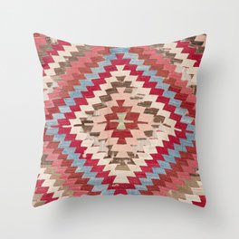 Baklava Chevron Star III // 18th Century Authentic Colorful Light Pink Green Blue Accent Pattern Throw Pillow