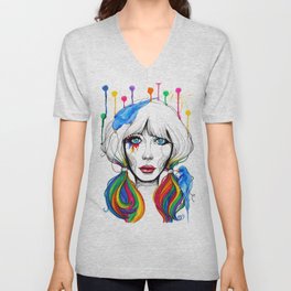 Zooey - Twisted Celebrity Watercolor V Neck T Shirt