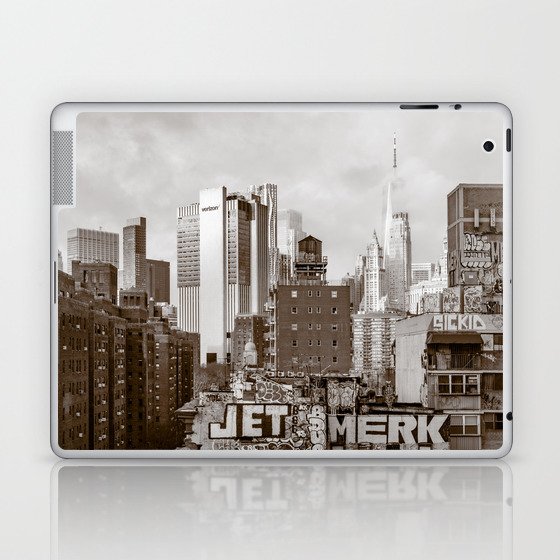 New York City Skyline Views | Lower Manhattan and Chinatown | Sepia Laptop & iPad Skin