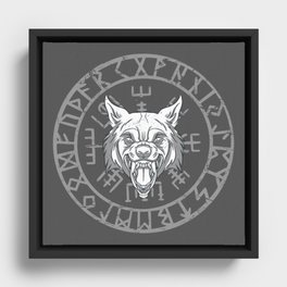Nordic Wolf Head  Framed Canvas