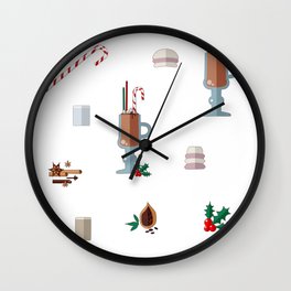 Christmas winter cocoa with marshmallow and caramel cane Wall Clock