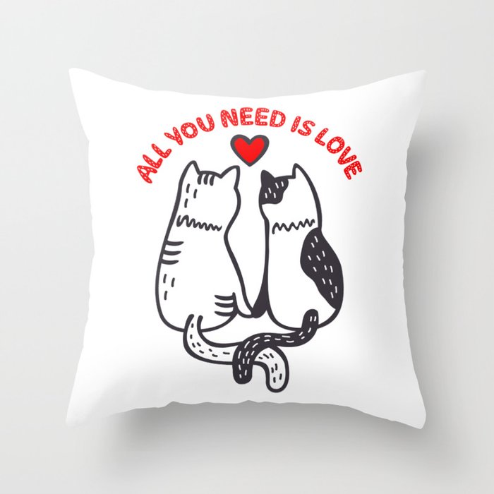 Two Valentine Cats Throw Pillow