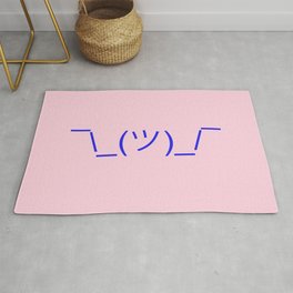 Hands Up Emoji Shrug - Pink and Blue Area & Throw Rug