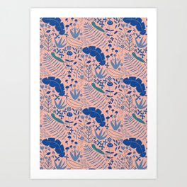 Abstract Botanical Pattern, Peach Coral Art Print