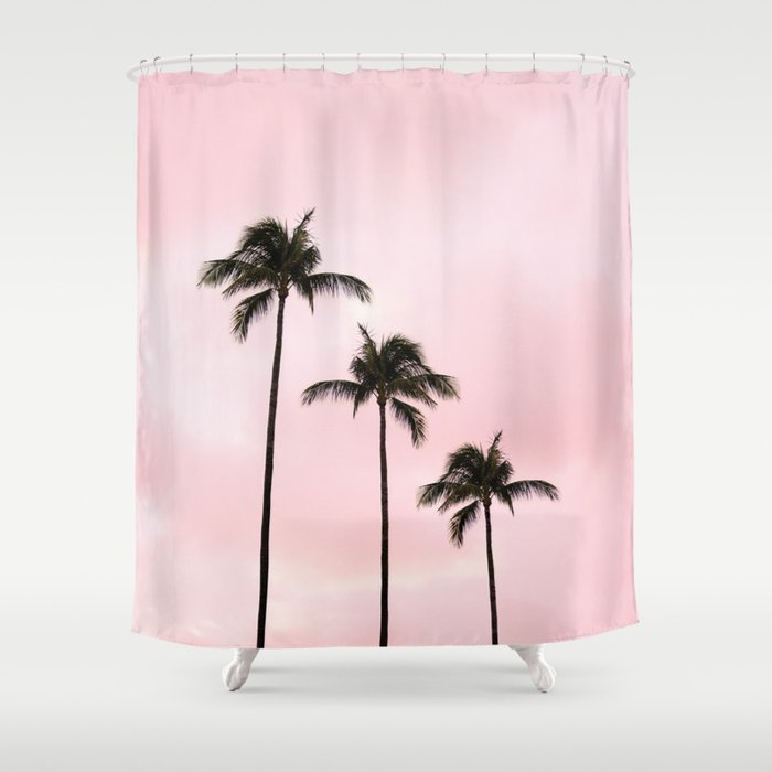 Palm Tree Photography Peach | Blush Pink | Millennial Pink | Miami Shower Curtain