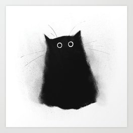 Fuzzy Black Cat Art Print