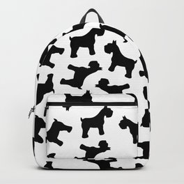 Schnauzer - Simple Dog Silhouette Backpack | Stencil, Happy, Pattern, Schnauzer, Ilove, Silhouette, Standing, Mom, Graphic, Black and White 