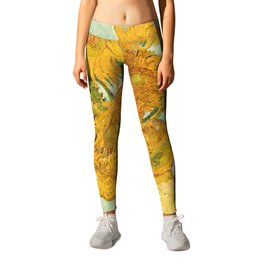 Vincent Van Gogh Sunflowers Vintage Painting Leggings