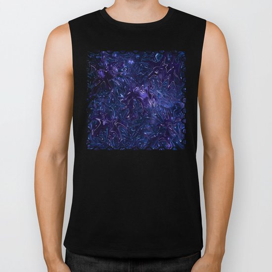 The Wolves Hidden in the Sapphire Blue Galaxy Biker Tank