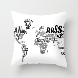 world map typography 2 Throw Pillow