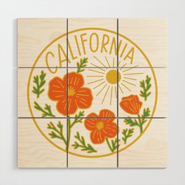 California Poppy Sun White Wood Wall Art