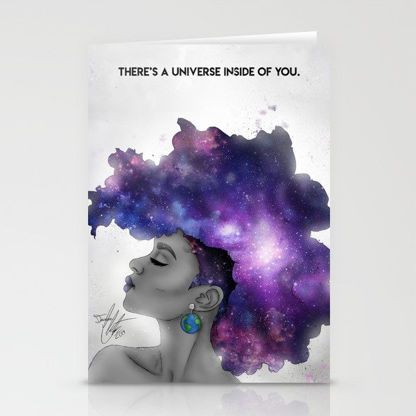 Galaxy Afro Stationery Cards