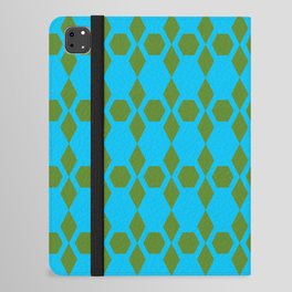Green and Blue Honeycomb Pattern iPad Folio Case