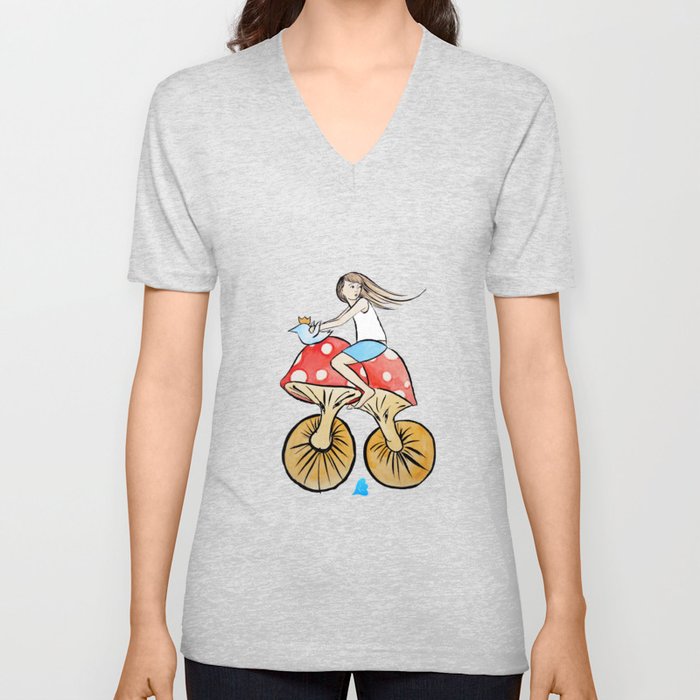 Mushroom Bike V Neck T Shirt