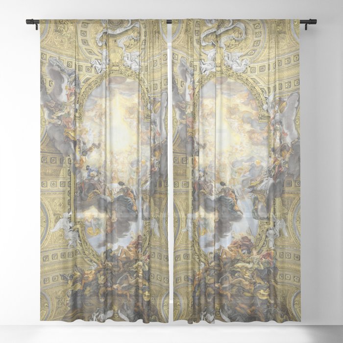 Renaissance Painting Fresco Angels Gods Sheer Curtain