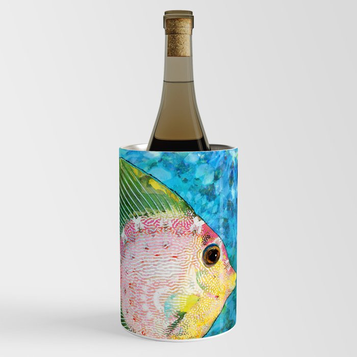 Tangy - Colorful Tropical Reef Fish Art Wine Chiller