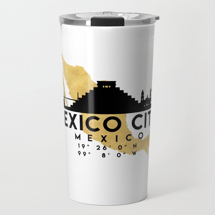 MEXICO CITY MEXICO SILHOUETTE SKYLINE MAP ART Travel Mug