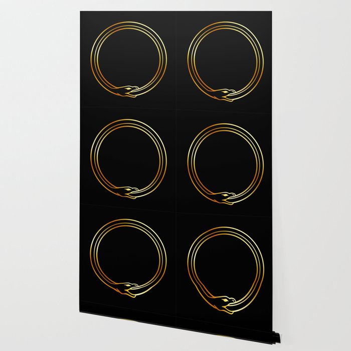 The Symbol Of Ouroboros Snake In Gold Colors Wallpaper By