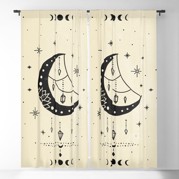 Mystic Moon & Stars: The Beige Edition Blackout Curtain