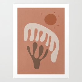 Mid Century Abstract Floral Shapes, Earth Tones Art Print