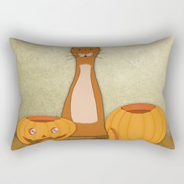 Oliver The Otter Carves a Pumpkin Rectangular Pillow