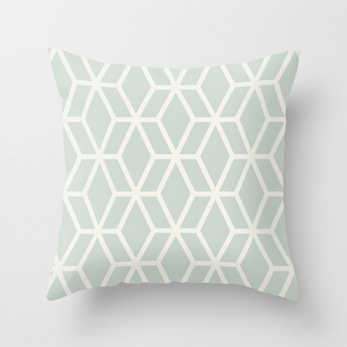 Mint Green and Cream Tessellation Pattern 16 Behr 2022 Color of the Year Breezeway MQ3-21 Throw Pillow