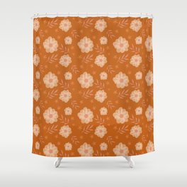 Ochre Floral Pattern - Watercolour Shower Curtain