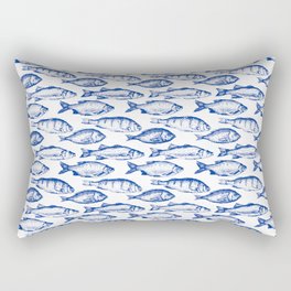 Dark Blue Fish Rectangular Pillow