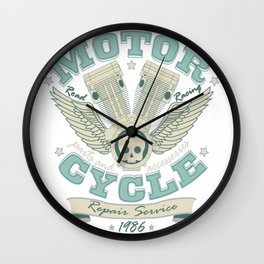Vintage Retro Motorcycle Engine Mechanic Gift Wall Clock
