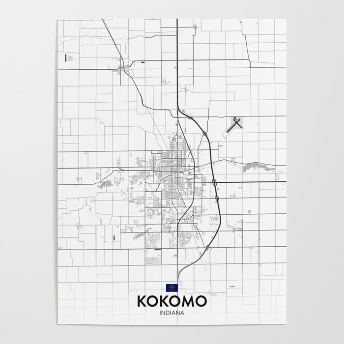 Kokomo, Indiana, United States - Light City Map Poster