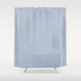 Blue Seersucker Stripe Shower Curtain