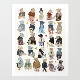 teddy bear alphabet Art Print
