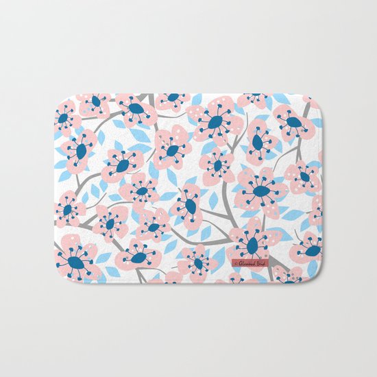 White Blossoms Bath Mat