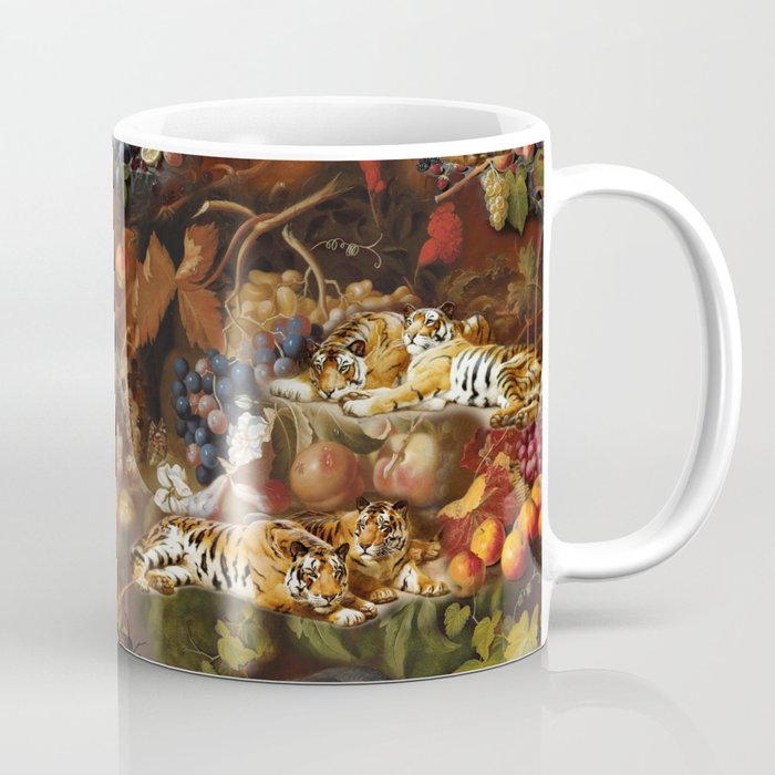 Tigers & Fruit Abundance - Antique Vintage Paintings Collage Coffee Mug