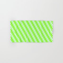 [ Thumbnail: Light Cyan and Green Colored Lines/Stripes Pattern Hand & Bath Towel ]