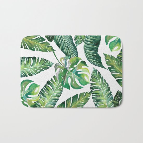 Jungle Leaves, Banana, Monstera #society6 Bath Mat