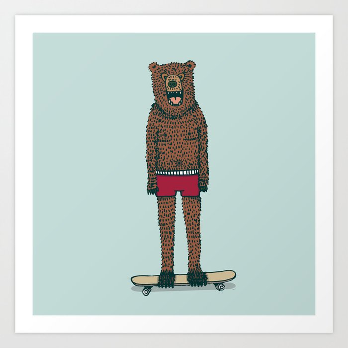 Bear + Skateboard Art Print