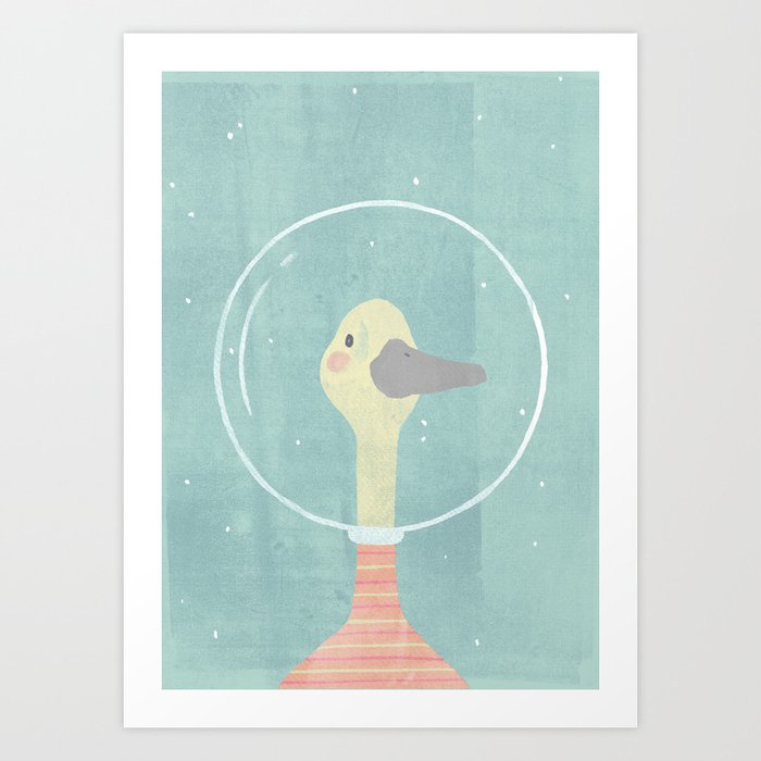 Space Goose (pastels) Art Print