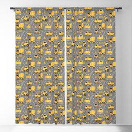 Construction Trucks on Gray Blackout Curtain