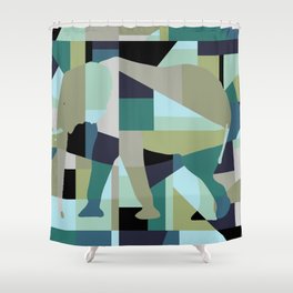 Elephant Geometric Abstract Shower Curtain