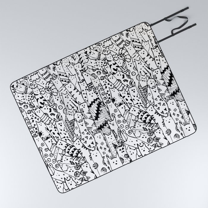 Cat Doodles Picnic Blanket